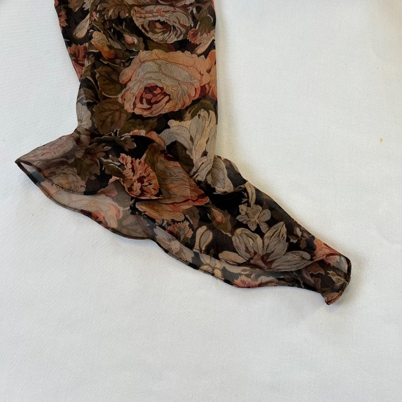 Lauren Ralph Lauren Vintage Antique Floral Silk Ruffle Dress - Picture 8 of 12